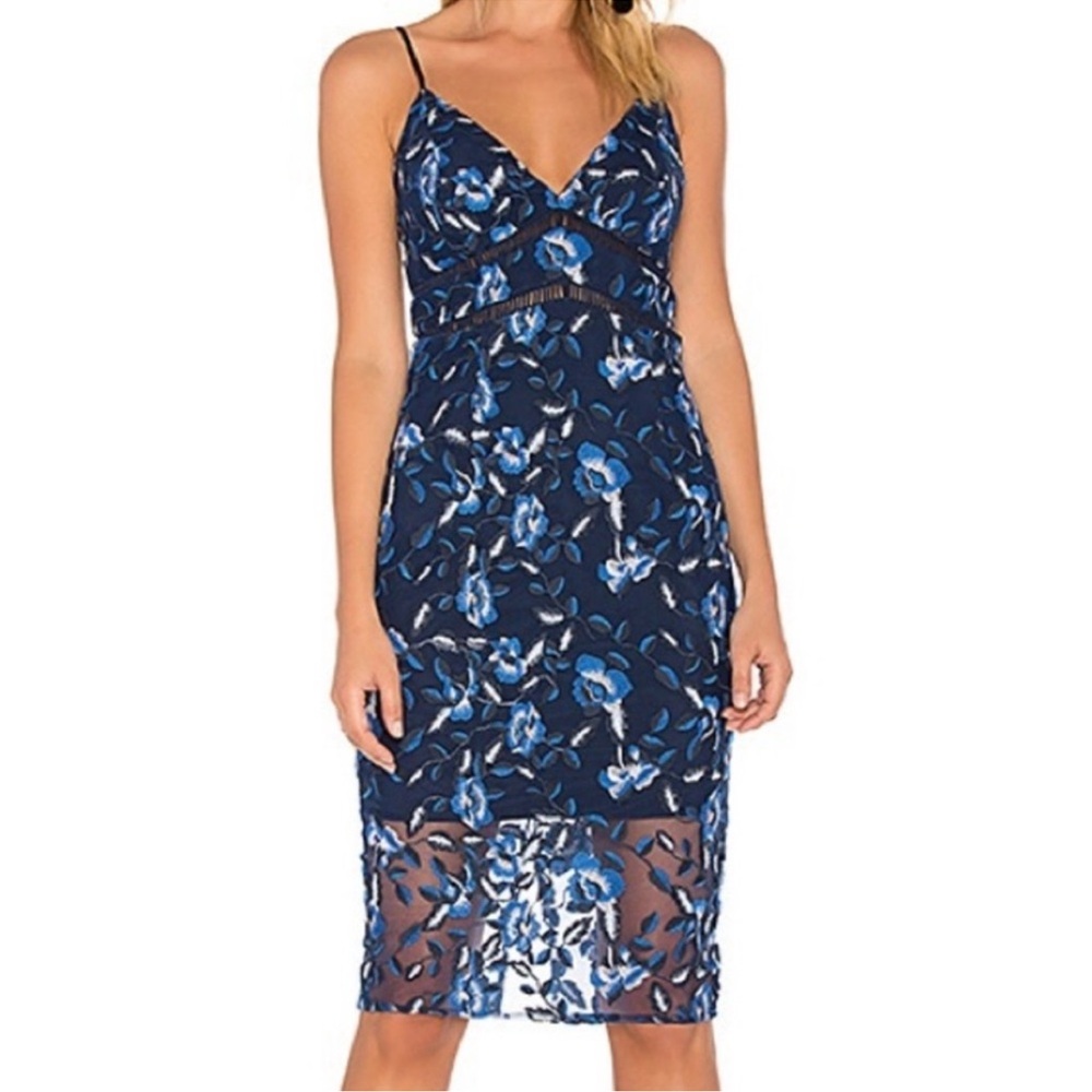 Floral Blue Midi Dress
